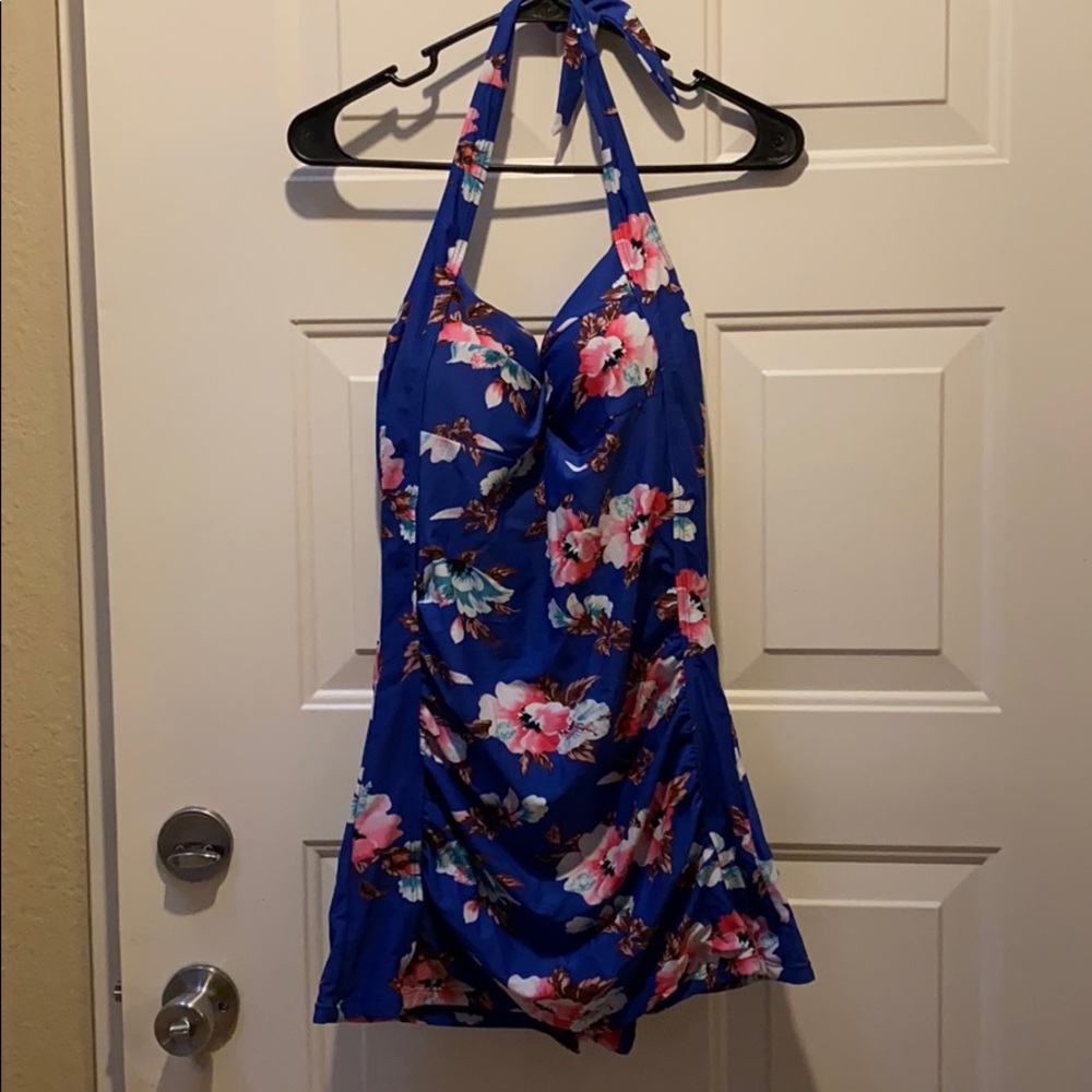 One piece halter boy short bikini